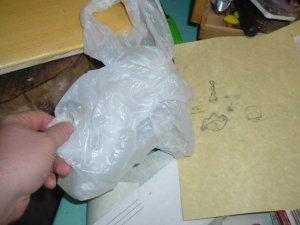 A crumpled plastic bag makes an excellent texture tool